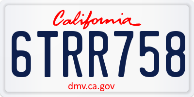 CA license plate 6TRR758