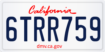 CA license plate 6TRR759