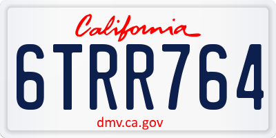 CA license plate 6TRR764