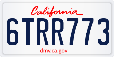 CA license plate 6TRR773