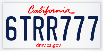 CA license plate 6TRR777