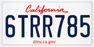 CA license plate 6TRR785