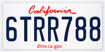 CA license plate 6TRR788