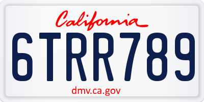 CA license plate 6TRR789