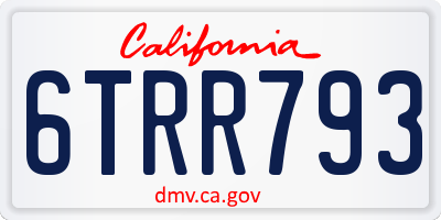 CA license plate 6TRR793