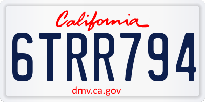 CA license plate 6TRR794
