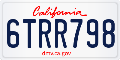 CA license plate 6TRR798