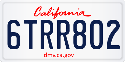 CA license plate 6TRR802