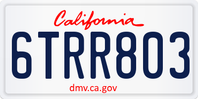 CA license plate 6TRR803