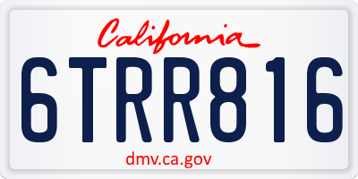 CA license plate 6TRR816