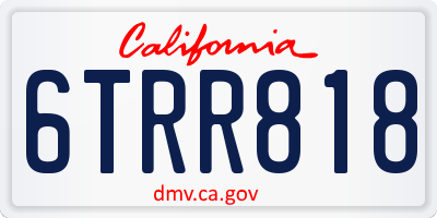 CA license plate 6TRR818