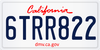 CA license plate 6TRR822