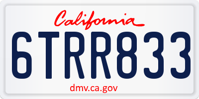 CA license plate 6TRR833