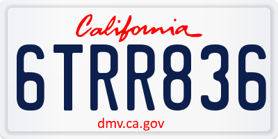 CA license plate 6TRR836