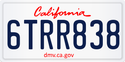 CA license plate 6TRR838