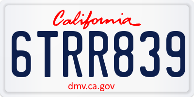 CA license plate 6TRR839