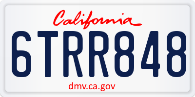 CA license plate 6TRR848