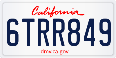 CA license plate 6TRR849