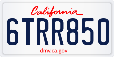 CA license plate 6TRR850