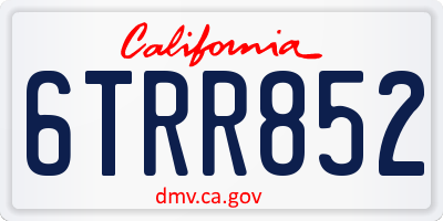 CA license plate 6TRR852