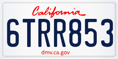 CA license plate 6TRR853