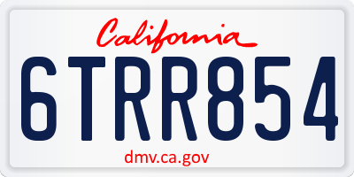 CA license plate 6TRR854