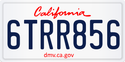 CA license plate 6TRR856