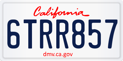 CA license plate 6TRR857
