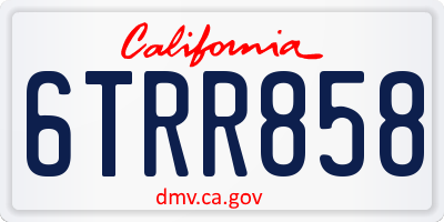 CA license plate 6TRR858
