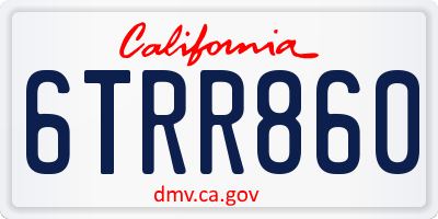 CA license plate 6TRR860