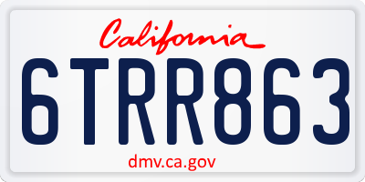 CA license plate 6TRR863