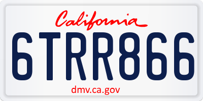CA license plate 6TRR866