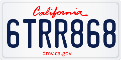 CA license plate 6TRR868