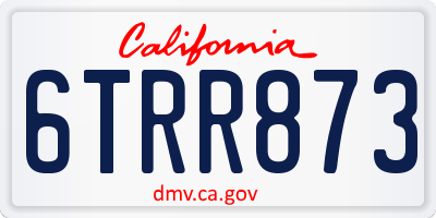 CA license plate 6TRR873
