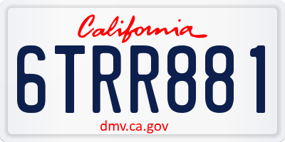 CA license plate 6TRR881