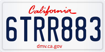 CA license plate 6TRR883