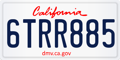 CA license plate 6TRR885