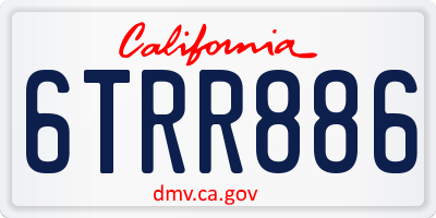 CA license plate 6TRR886