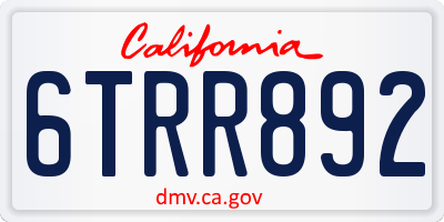 CA license plate 6TRR892