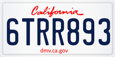 CA license plate 6TRR893