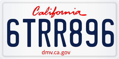 CA license plate 6TRR896