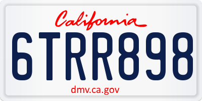 CA license plate 6TRR898