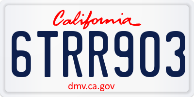 CA license plate 6TRR903