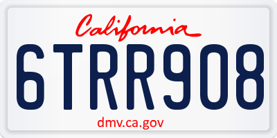 CA license plate 6TRR908