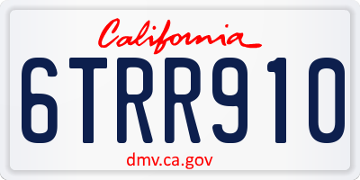 CA license plate 6TRR910