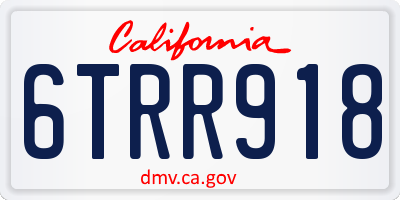 CA license plate 6TRR918