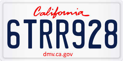 CA license plate 6TRR928