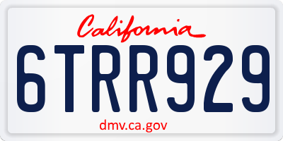 CA license plate 6TRR929