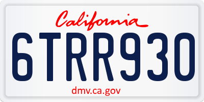 CA license plate 6TRR930