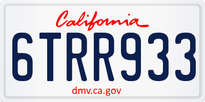 CA license plate 6TRR933